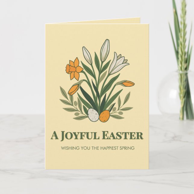 Modern Botanical Easter Blessings Card (Front)
