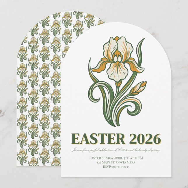 Modern Botanical Easter Blessings Invitation (Front/Back)