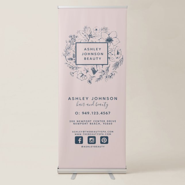 Modern Botanical Editable Color Business Retractable Banner (Front)