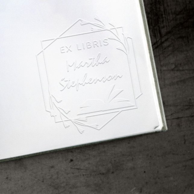 Modern Botanical Elegance Book Lover's Ex Libris Embosser (Creator Uploaded)