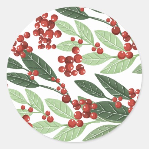 Modern Botanical Elegance Christmas Classic Round Sticker