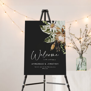 Modern botanical elegant tropical wedding welcome foam board