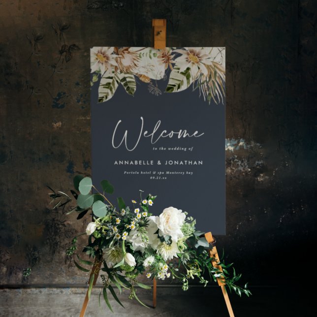 Modern botanical elegant tropical wedding welcome  foam board (Creator Uploaded)