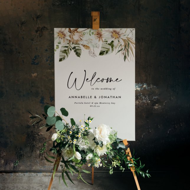 Modern botanical elegant tropical wedding welcome  foam board (Creator Uploaded)
