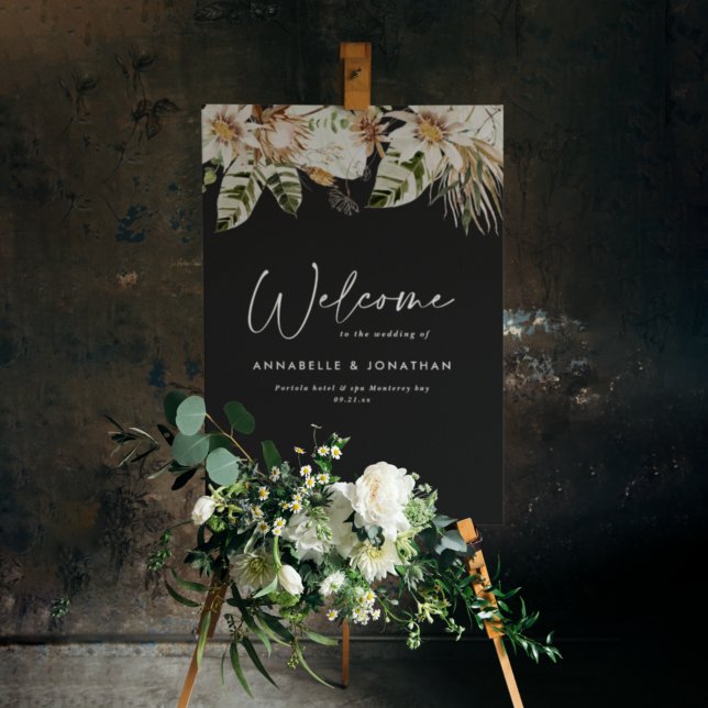 Modern botanical elegant tropical wedding welcome  foam board (Creator Uploaded)