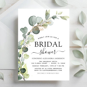 Modern Botanical Eucalyptus Boho Bridal Shower Invitation