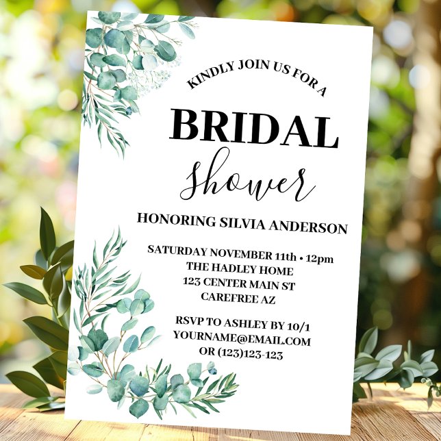 Modern Botanical Eucalyptus Boho Bridal Shower Invitation (Creator Uploaded)