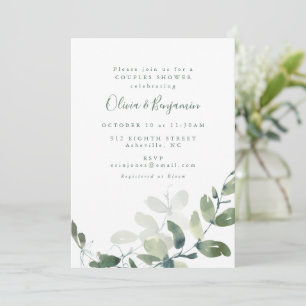 Modern Botanical Eucalyptus Boho Couples Shower Invitation