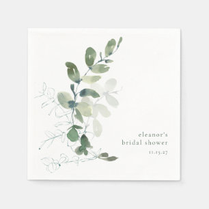 Modern Botanical Eucalyptus Custom Bridal Shower Napkins
