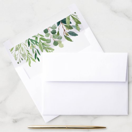 Modern Botanical Eucalyptus Foliage Leaves Greeery Envelope Liner