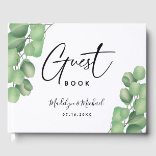Modern Botanical Eucalyptus Foliage Wedding Guest Book