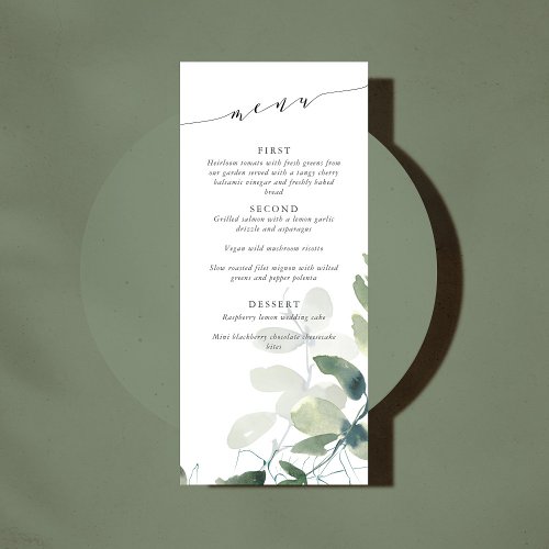 Modern Botanical Eucalyptus Wedding Custom Menu