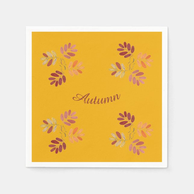 Modern Botanical Fall Colors Autumn Leaves  Napkins (Front)
