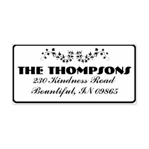 Modern Botanical Family Name Return Address Self-inking Stamp