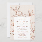 Modern Botanical Floral Cream & Cinnamon Wedding Invitation (Front)