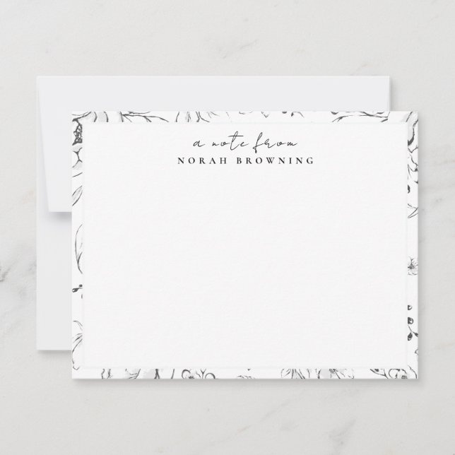 Modern Botanical Floral Personalized Stationery Note Card (Front)