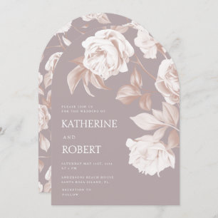 Modern Botanical Floral Roses Wedding Invitation