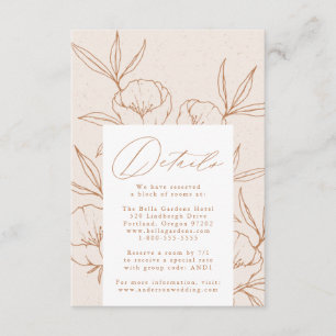 Modern Botanical Floral Terracotta Wedding Details Enclosure Card
