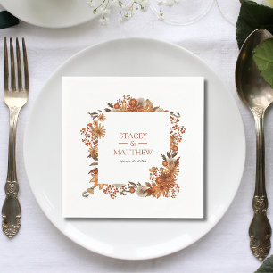 Modern Botanical Floral Terracotta Wedding Napkins