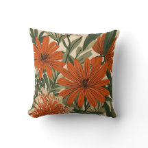 Modern Botanical Floral Throw Pillow | Tropical