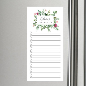 Modern Botanical Floral To Do List Magnetic Notepad by invitationstop at Zazzle