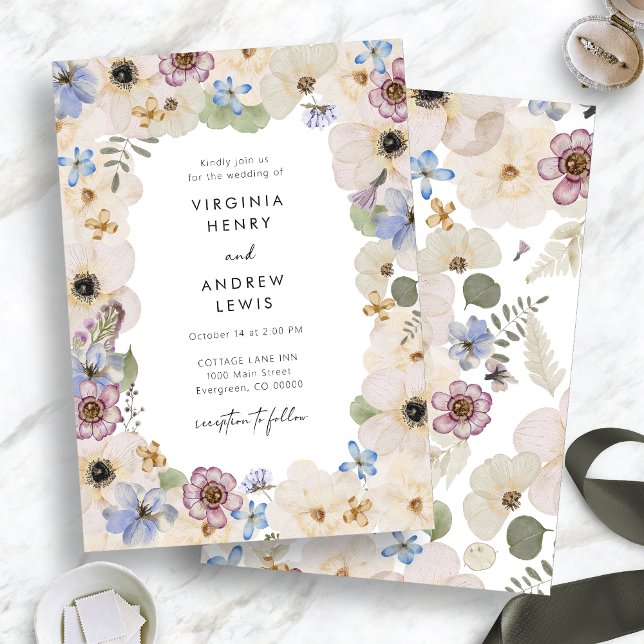 Modern Botanical Floral Wedding Invitation (Modern Botanical Floral Wedding Invitation by Painted Paperie
)