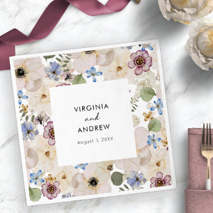 Modern Botanical Floral Wedding Napkins