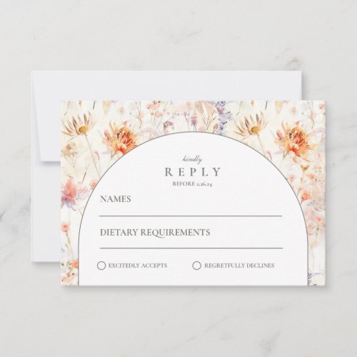 Modern Botanical Floral Wedding RSVP Card