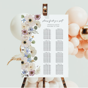Modern Botanical Floral Wedding Seating Chart Foam Board