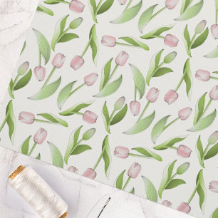 Modern Botanical Flower Pink Tulip Fabric