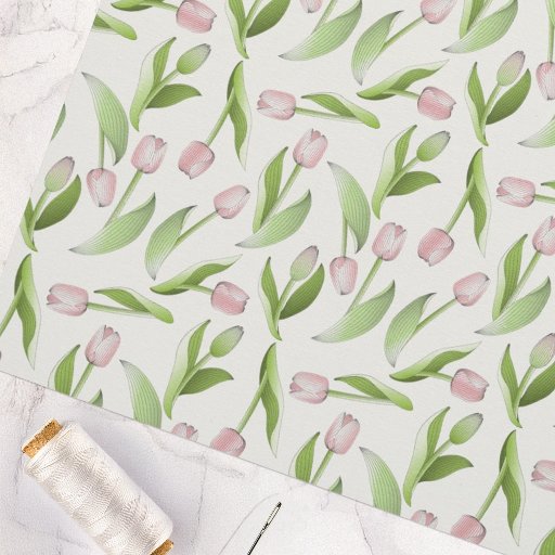 Modern Botanical Flower Pink Tulip Fabric