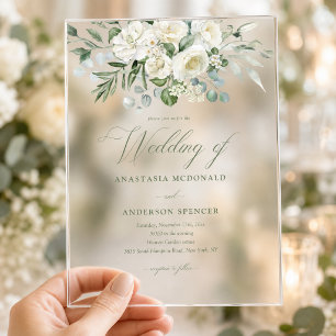 Modern Botanical Frosted Acrylic Wedding Invitations