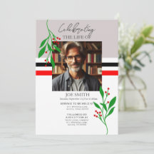 Modern botanical funeral memorial service e-vite