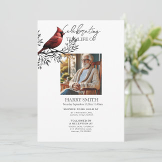 Modern botanical funeral memorial service e-vite invitation