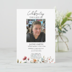 Modern botanical funeral memorial service e-vite invitation