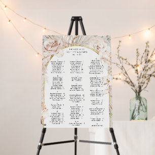 Modern botanical garden wedding seating chart foam board