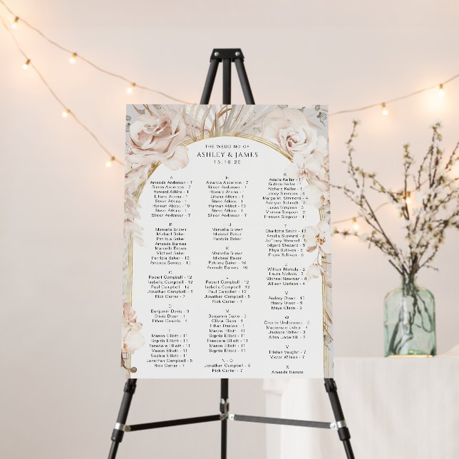 Modern botanical garden wedding seating chart foam board (In Situ (Stand))