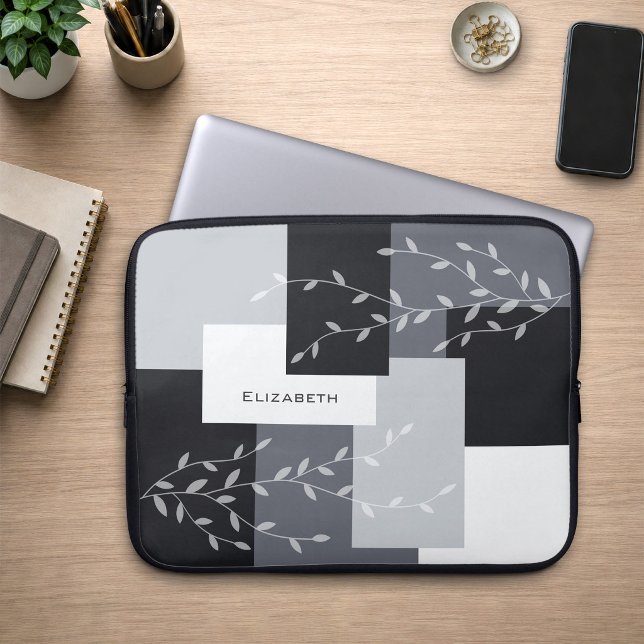 Modern Botanical Geometric Laptop Sleeve (Creator Uploaded)