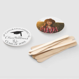 Modern Botanical Graduation Cap Photo Hand Fan | Zazzle