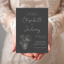 Modern Botanical Gray and Cream Wedding Invitation