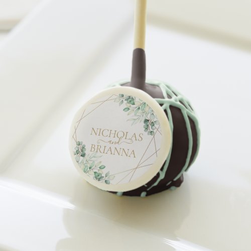 Modern Botanical Greenery Eucalyptus Gold Wedding Cake Pops