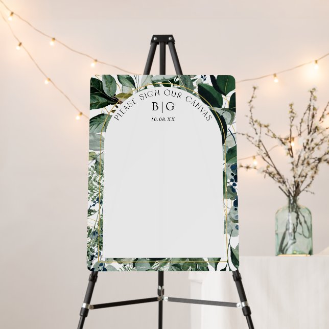Modern Botanical Greenery guest book alternative Foam Board (In Situ (Stand))