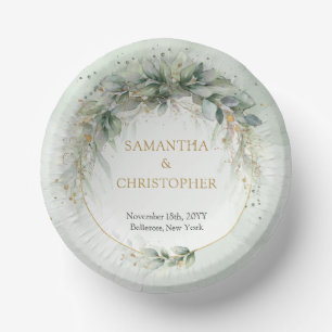 Modern botanical greenery leaf gold frame paper bowls