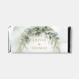 Modern botanical greenery leaf gold Wedding Hershey Bar Favors