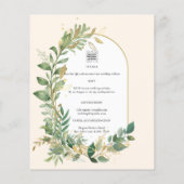 Modern Botanical Greenery Leaf Gold Wedding Invite (Back)