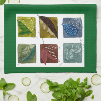 Modern Botanical Greenery Leaf Pattern Kitchen Towel