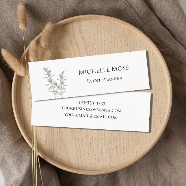 Modern Botanical Greenery Simple Floral  Mini Business Card (Creator Uploaded)