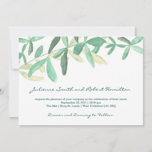 Modern Botanical Greenery Wedding Invitation