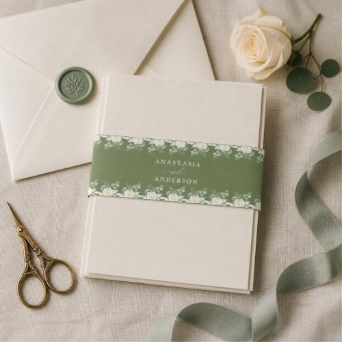 Modern Botanical Greenery Wedding Invitation Belly Band