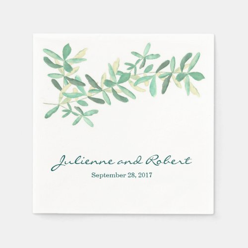 Modern Botanical Greenery Wedding Napkins